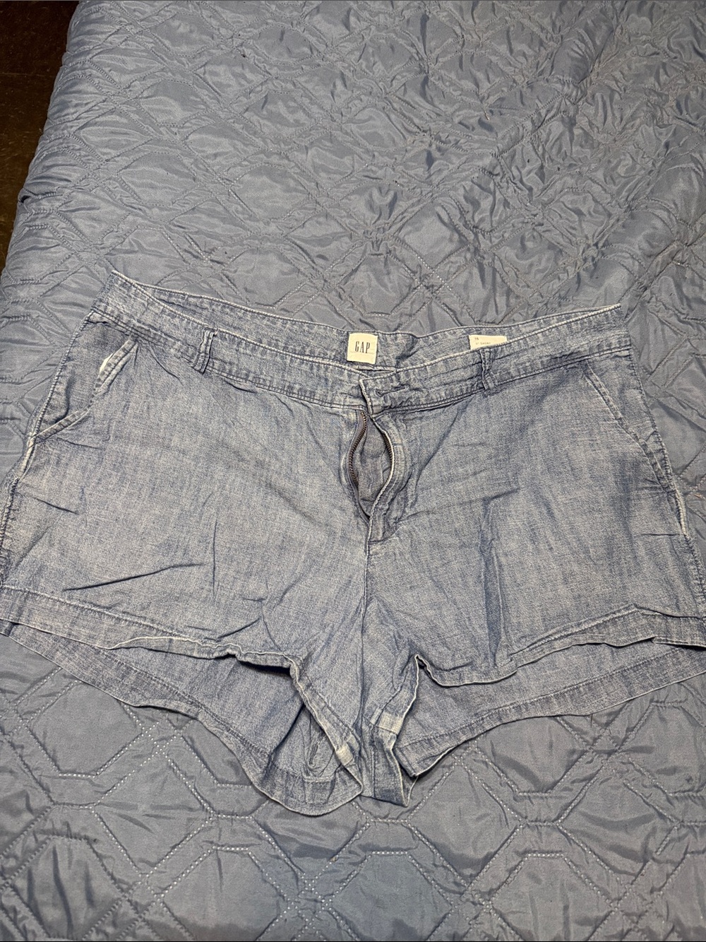 GAP Women's Light Blue Denim-Style Drawstring Shorts